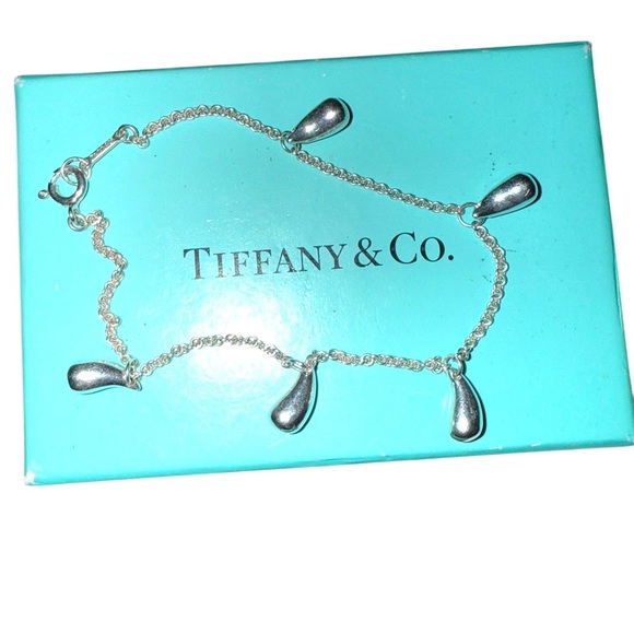 TIFFANY & Co. Silver Elsa Peretti 5 Teardrop Bracelet Full Inclusion - Picture 8 of 13